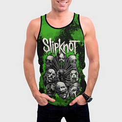 Майка-безрукавка мужская Slipknot green abstract, цвет: 3D-черный — фото 2