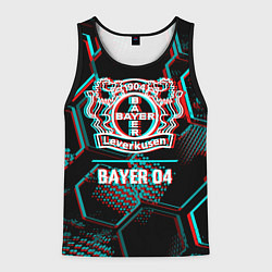 Мужская майка без рукавов Bayer 04 FC в стиле glitch на темном фоне