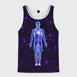Майка-безрукавка мужская Неоновый человек в нейросети, цвет: 3D-белый