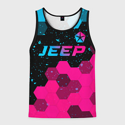 Мужская майка без рукавов Jeep - neon gradient: символ сверху