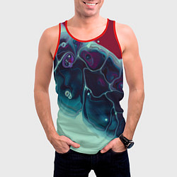 Майка-безрукавка мужская Вода и краски - синие и красные, цвет: 3D-красный — фото 2