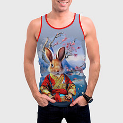 Майка-безрукавка мужская Кролик в китайском халате, цвет: 3D-красный — фото 2