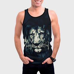 Майка-безрукавка мужская Голова царя-зверей льва, цвет: 3D-черный — фото 2