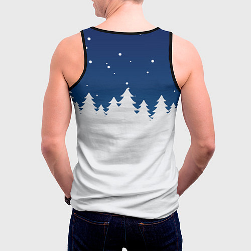 Мужская майка без рукавов Злой кролик и ёлка - 2023 / 3D-Черный – фото 4