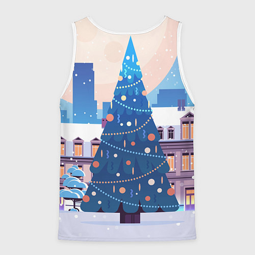 Мужская майка без рукавов Новогодняя елочка / 3D-Белый – фото 2