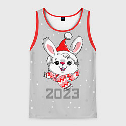 Майка-безрукавка мужская Белый кролик в шарфе 2023, цвет: 3D-красный
