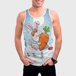 Майка-безрукавка мужская Зайчик с большой морковкой, цвет: 3D-белый — фото 2