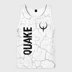 Майка-безрукавка мужская Quake glitch на светлом фоне: надпись, символ, цвет: 3D-белый