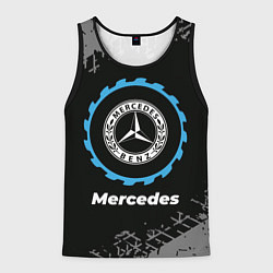 Майка-безрукавка мужская Mercedes в стиле Top Gear со следами шин на фоне, цвет: 3D-черный
