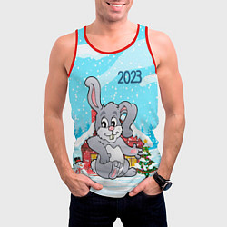 Майка-безрукавка мужская Кролик 2023 новый год, цвет: 3D-красный — фото 2
