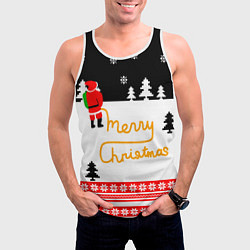 Майка-безрукавка мужская Merry christmas - Санта Клаус, цвет: 3D-белый — фото 2