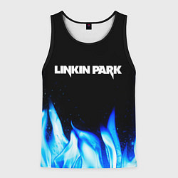 Майка-безрукавка мужская Linkin Park blue fire, цвет: 3D-черный