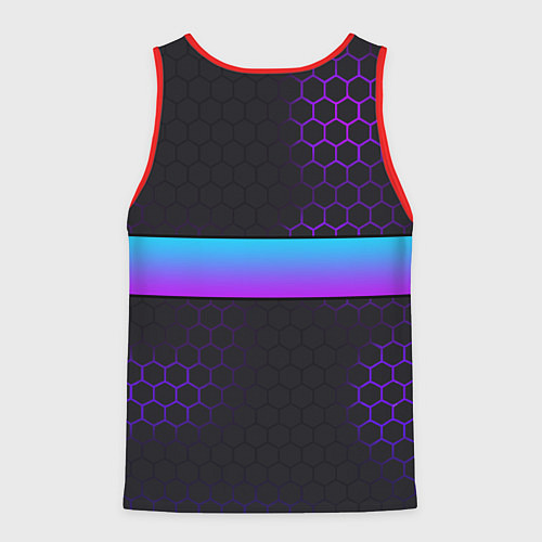 Мужская майка без рукавов Серега всегда прав - неоновые соты / 3D-Красный – фото 2