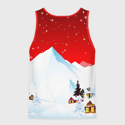 Мужская майка без рукавов Новый год - зайчик / 3D-Красный – фото 2