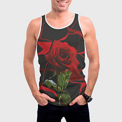 Майка-безрукавка мужская Одинокая красная роза, цвет: 3D-белый — фото 2