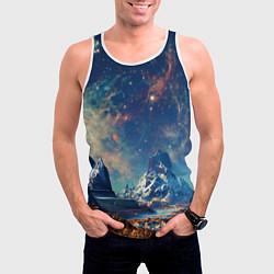 Майка-безрукавка мужская Горы и бескрайний космос, цвет: 3D-белый — фото 2