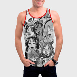 Майка-безрукавка мужская Ахегао паттерн, цвет: 3D-красный — фото 2