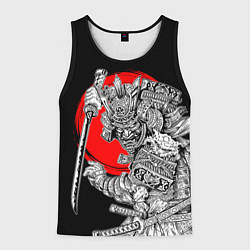 Майка-безрукавка мужская Самурай с мечом на черном фоне, цвет: 3D-черный