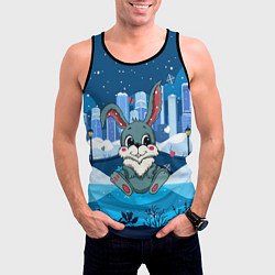 Майка-безрукавка мужская Зайчик с сердечками, цвет: 3D-черный — фото 2