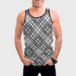 Майка-безрукавка мужская Черно белый узор в косую клетку, цвет: 3D-черный — фото 2