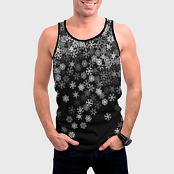 Майка-безрукавка мужская Пушистые снежинки, цвет: 3D-черный — фото 2