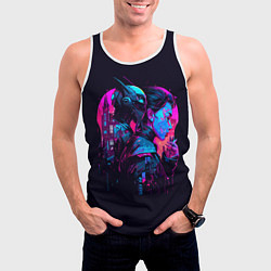 Майка-безрукавка мужская Девушка и робот, цвет: 3D-белый — фото 2