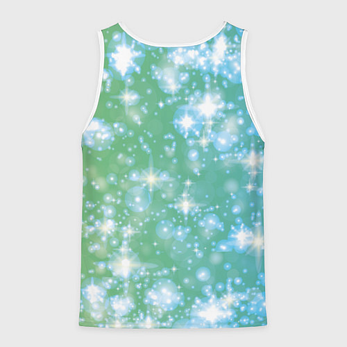 Мужская майка без рукавов Сияющие серебряные блестки на зелено-голубом фоне / 3D-Белый – фото 2