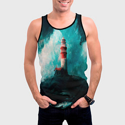 Майка-безрукавка мужская Бушующее море, цвет: 3D-черный — фото 2