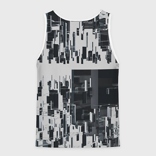 Мужская майка без рукавов Геометрическое множество объёмных чёрно-белых фигу / 3D-Белый – фото 2