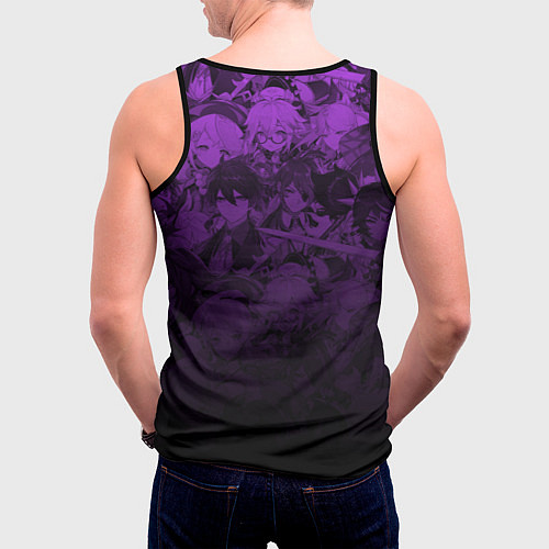 Мужская майка без рукавов Сёгун Райден - Геншин паттерн / 3D-Черный – фото 4