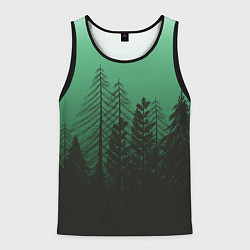Майка-безрукавка мужская Зелёный туманный лес, цвет: 3D-черный