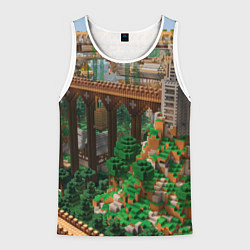 Майка-безрукавка мужская Minecraft постройка, цвет: 3D-белый