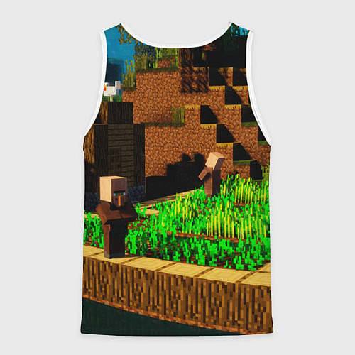 Мужская майка без рукавов Minecraft ферма / 3D-Белый – фото 2