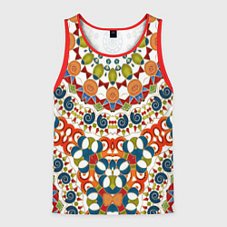 Майка-безрукавка мужская Разноцветный этнический орнамент, цвет: 3D-красный