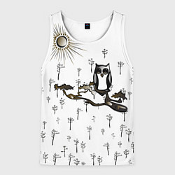 Мужская майка без рукавов Сова в снежном лесу