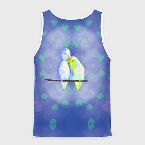 Мужская майка без рукавов Влюбленные попугаи в день Святого Валентина / 3D-Белый – фото 2