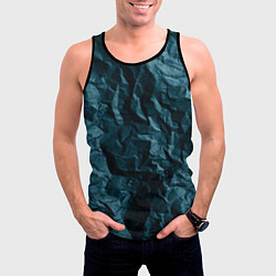 Майка-безрукавка мужская Абстрактные тёмно-синяя каменная текстура, цвет: 3D-черный — фото 2