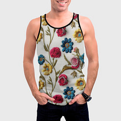 Майка-безрукавка мужская Эффект вышивка летний узор, цвет: 3D-черный — фото 2