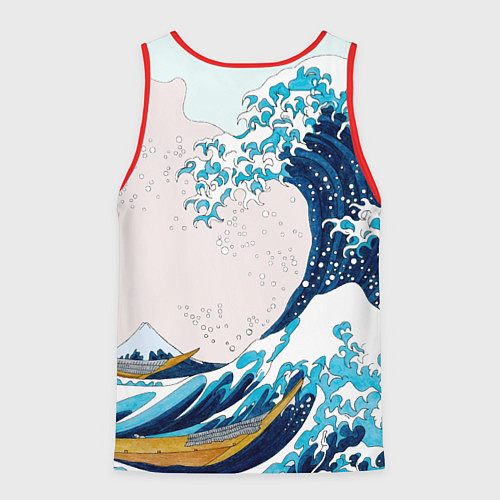 Мужская майка без рукавов Влюбленные тюлени у большой волны Канагава / 3D-Красный – фото 2