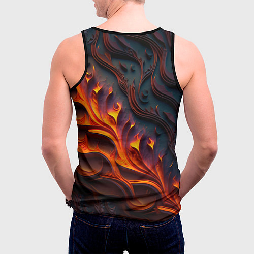 Мужская майка без рукавов Огненный орнамент с языками пламени / 3D-Черный – фото 4