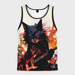 Мужская майка без рукавов Black rocker cat on a light background - C-Cats co
