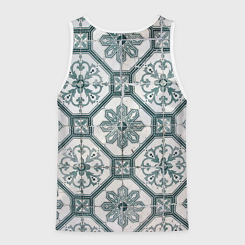 Мужская майка без рукавов Серый паттерн из листьев, геометрии и кристаллов / 3D-Белый – фото 2