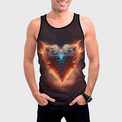 Майка-безрукавка мужская Каменное сердце в неоновом красном электрическом с, цвет: 3D-черный — фото 2