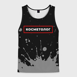 Майка-безрукавка мужская Косметолог - в красной рамке на темном, цвет: 3D-черный