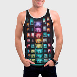 Майка-безрукавка мужская Разноцветный жилой дом, цвет: 3D-белый — фото 2