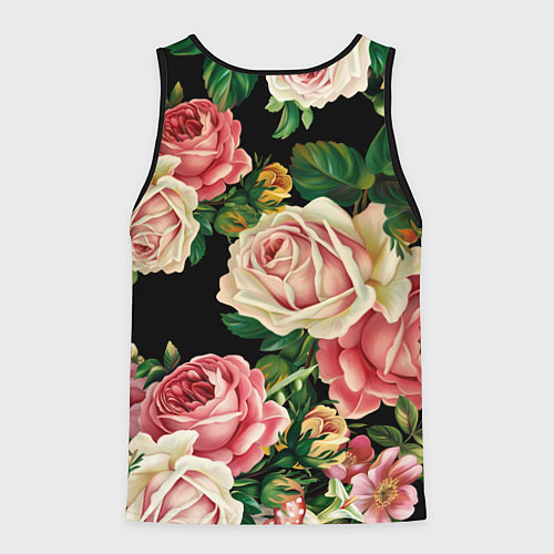 Мужская майка без рукавов Цветы на черном фоне / 3D-Черный – фото 2