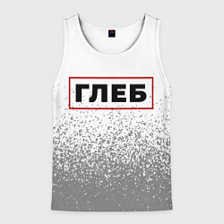 Майка-безрукавка мужская Глеб - в красной рамке на светлом, цвет: 3D-белый