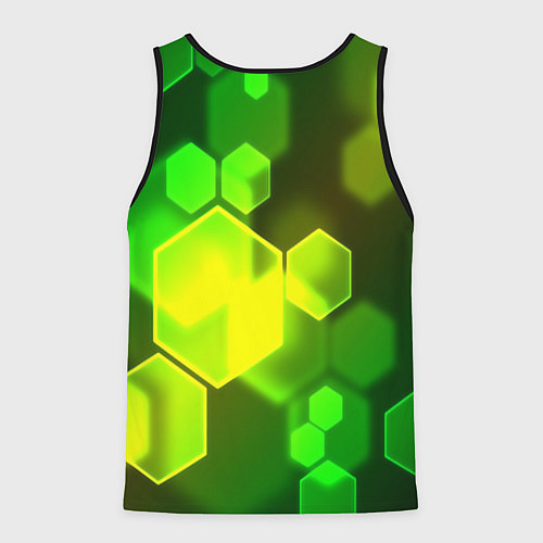 Мужская майка без рукавов Зелёные соты абстракция / 3D-Черный – фото 2