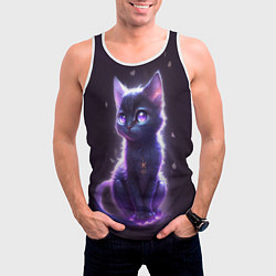 Майка-безрукавка мужская Неоновый котик и воздушный шарик, цвет: 3D-белый — фото 2