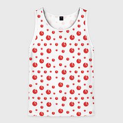 Майка-безрукавка мужская Узор из красных шариков на белом фоне, цвет: 3D-белый